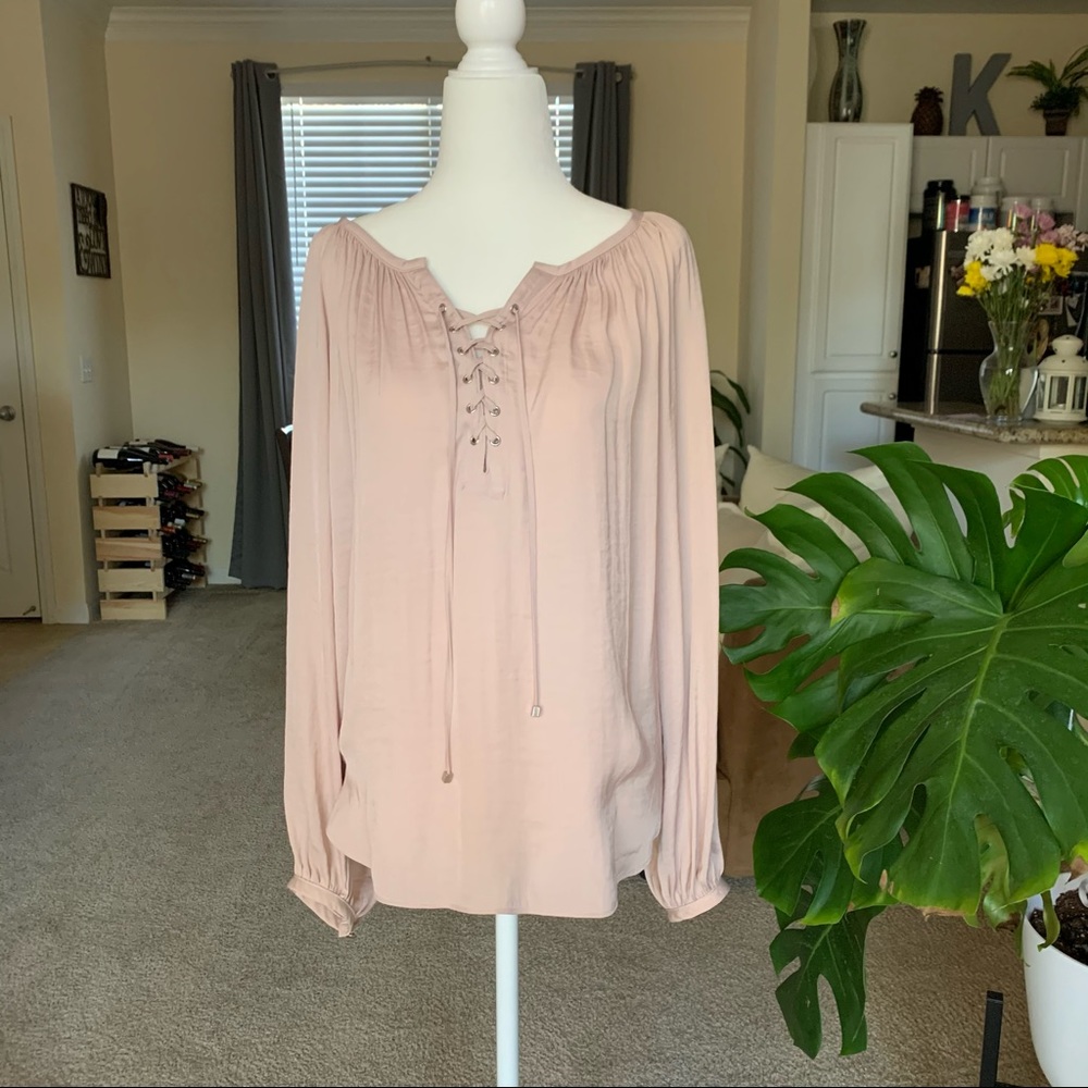 Juliet Style Long Sleeve Front Lace Up J.Lo Blouse